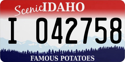 ID license plate I042758