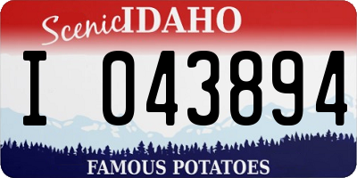 ID license plate I043894