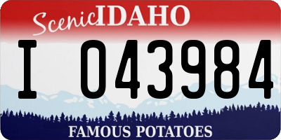 ID license plate I043984