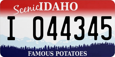 ID license plate I044345