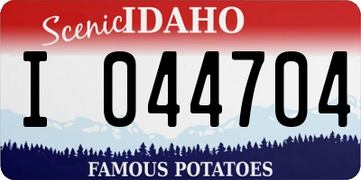 ID license plate I044704