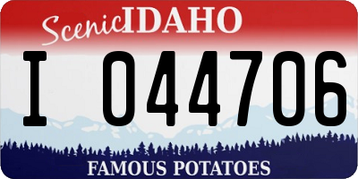 ID license plate I044706