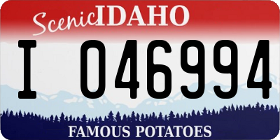 ID license plate I046994