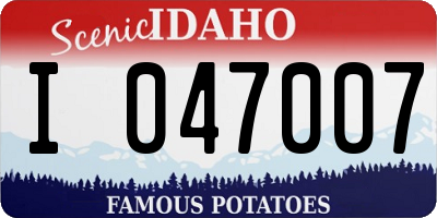 ID license plate I047007