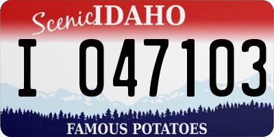 ID license plate I047103