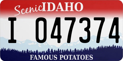 ID license plate I047374