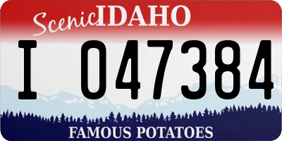 ID license plate I047384
