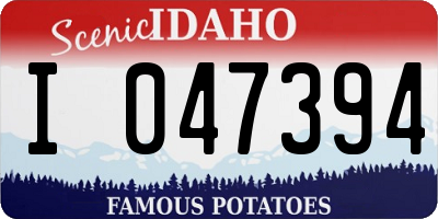 ID license plate I047394