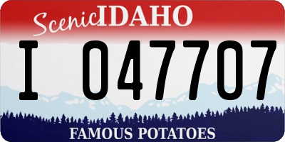 ID license plate I047707