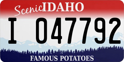 ID license plate I047792