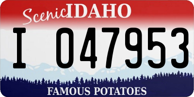 ID license plate I047953