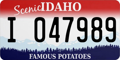 ID license plate I047989