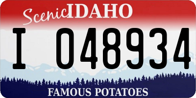 ID license plate I048934