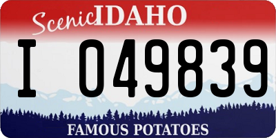 ID license plate I049839