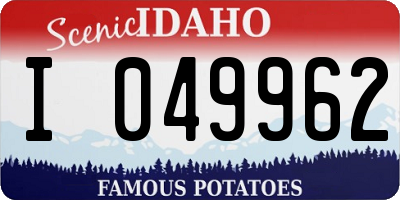 ID license plate I049962