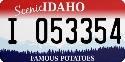 ID license plate I053354