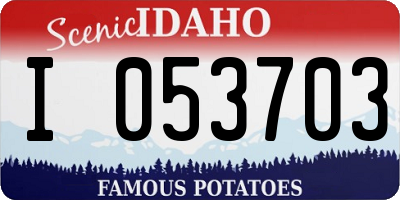 ID license plate I053703