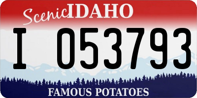 ID license plate I053793