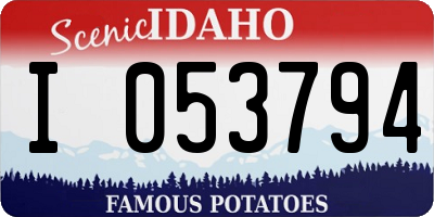 ID license plate I053794
