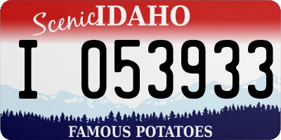 ID license plate I053933