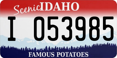 ID license plate I053985
