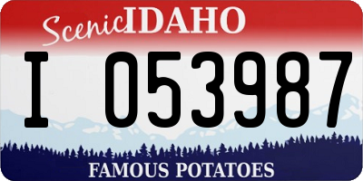 ID license plate I053987