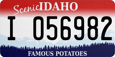 ID license plate I056982
