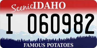 ID license plate I060982