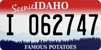 ID license plate I062747
