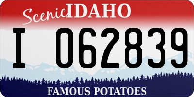 ID license plate I062839