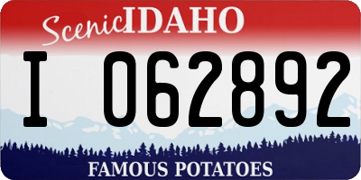ID license plate I062892