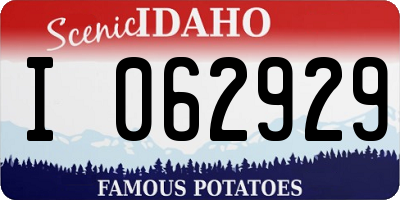 ID license plate I062929