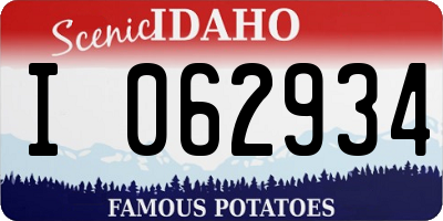 ID license plate I062934