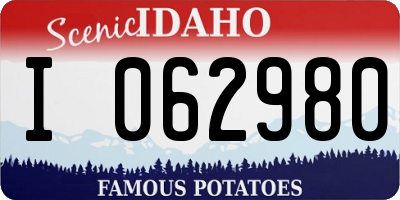 ID license plate I062980