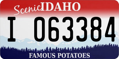 ID license plate I063384
