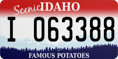 ID license plate I063388