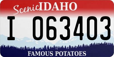 ID license plate I063403