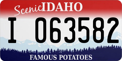 ID license plate I063582