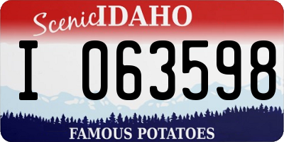 ID license plate I063598