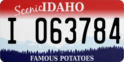 ID license plate I063784