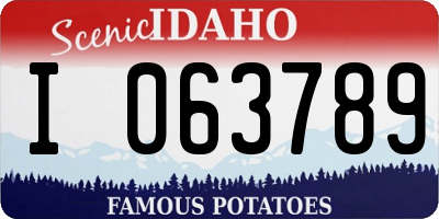 ID license plate I063789
