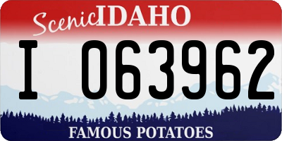 ID license plate I063962