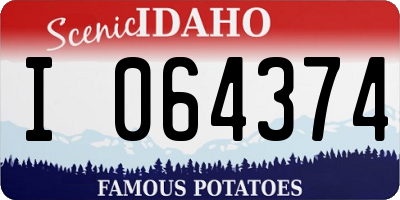 ID license plate I064374