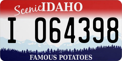 ID license plate I064398