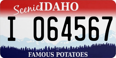 ID license plate I064567