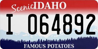 ID license plate I064892