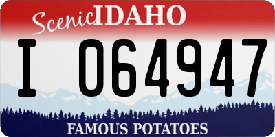 ID license plate I064947
