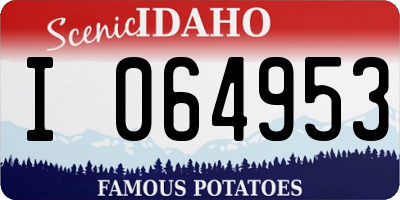 ID license plate I064953
