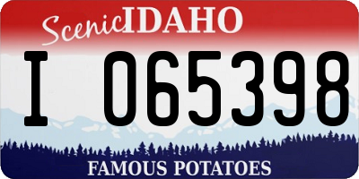 ID license plate I065398