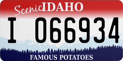 ID license plate I066934